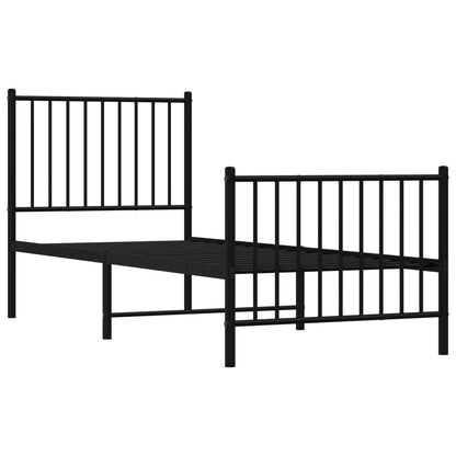 Estrutura de cama com cabeceira e pés 80x200 cm metal preto