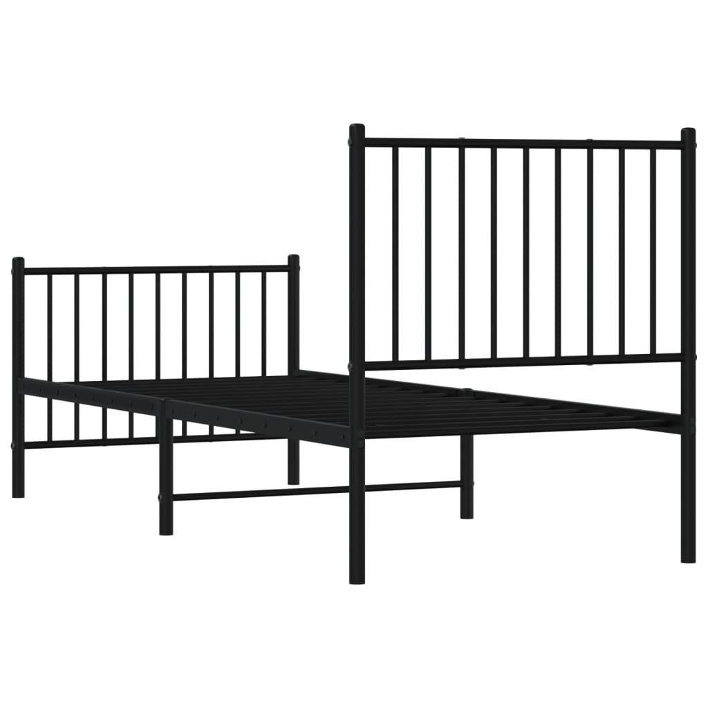 Estrutura de cama com cabeceira e pés 80x200 cm metal preto