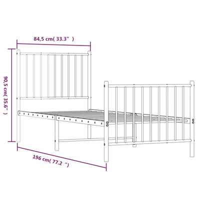 Estrutura de cama com cabeceira e pés 80x200 cm metal preto