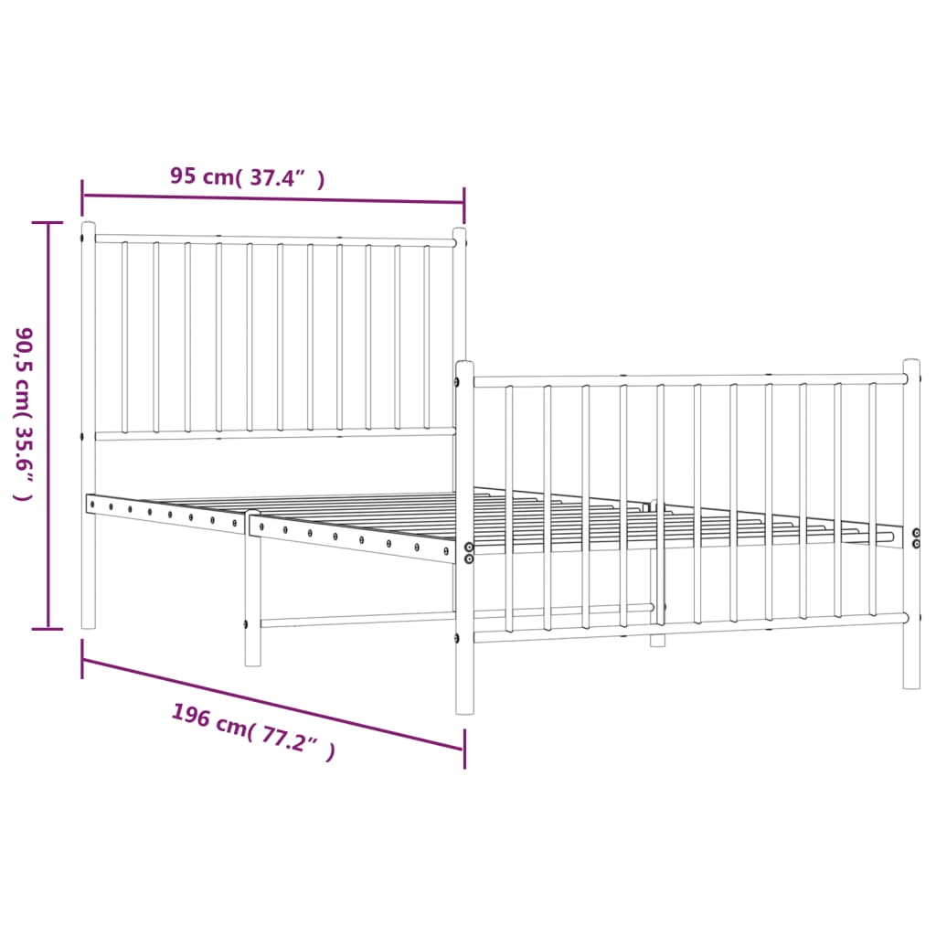 Estrutura de Cama Goni em Metal Preto - 90x190 cm - Design Retro