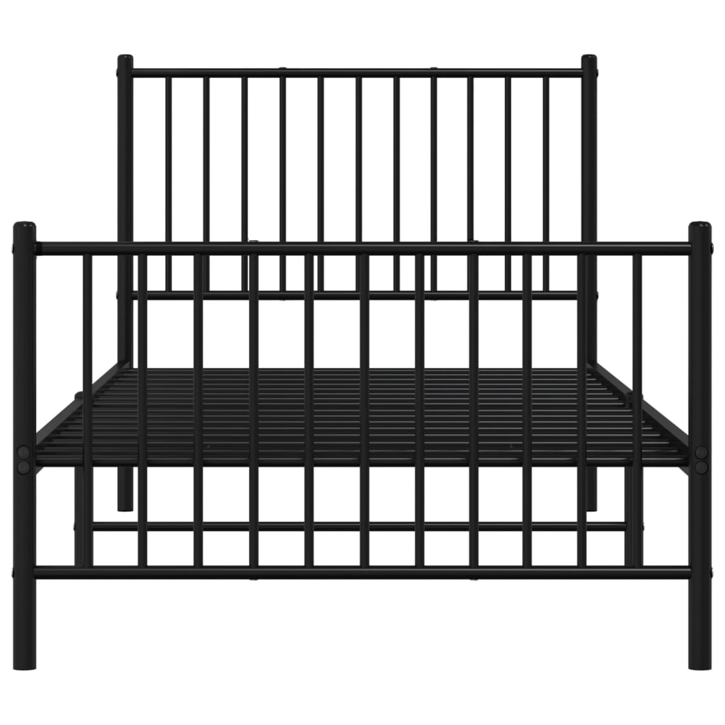 Estrutura de cama com cabeceira e pés 90x200 cm metal preto