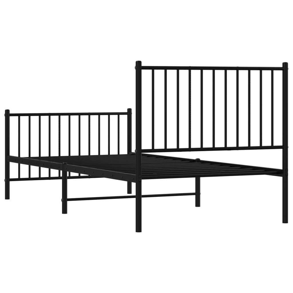 Estrutura de cama com cabeceira e pés 90x200 cm metal preto