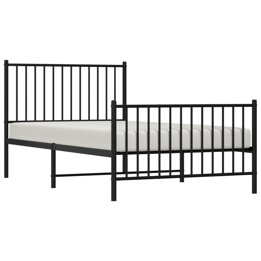 Estrutura de cama com cabeceira e pés 100x190 cm metal preto