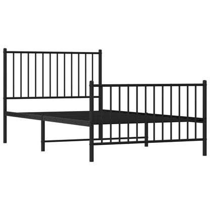 Estrutura de cama com cabeceira e pés 100x190 cm metal preto