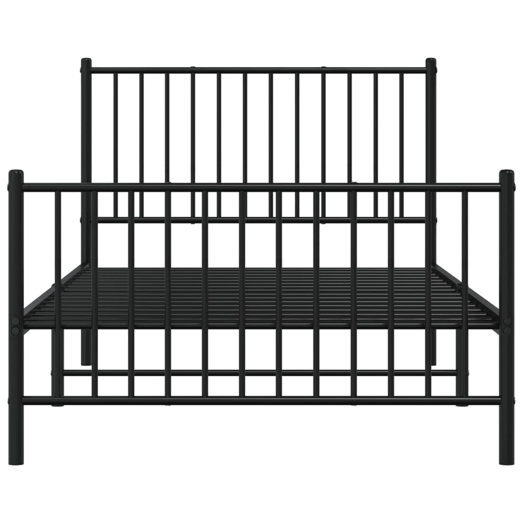 Estrutura de cama com cabeceira e pés 100x190 cm metal preto