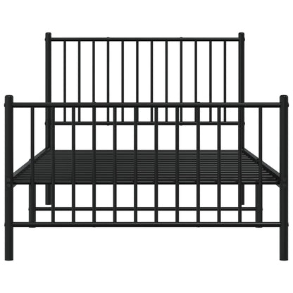 Estrutura de cama com cabeceira e pés 100x190 cm metal preto