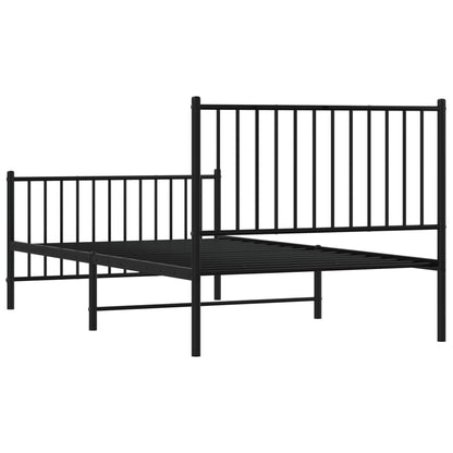 Estrutura de cama com cabeceira e pés 100x190 cm metal preto