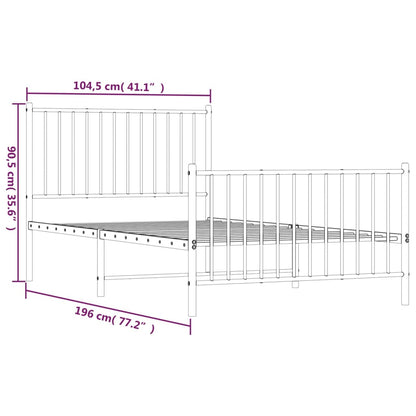 Estrutura de cama com cabeceira e pés 100x190 cm metal preto