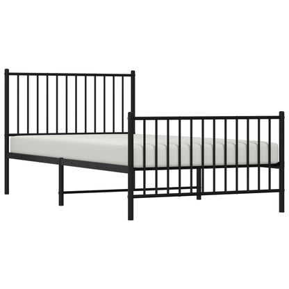 Estrutura de cama com cabeceira e pés 100x200 cm metal preto