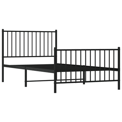 Estrutura de cama com cabeceira e pés 100x200 cm metal preto