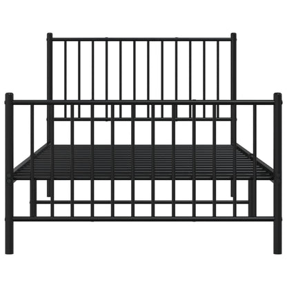 Estrutura de cama com cabeceira e pés 100x200 cm metal preto