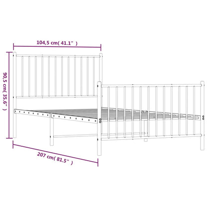 Estrutura de cama com cabeceira e pés 100x200 cm metal preto