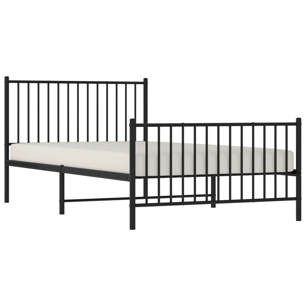 Estrutura de cama com cabeceira e pés 107x203 cm metal preto