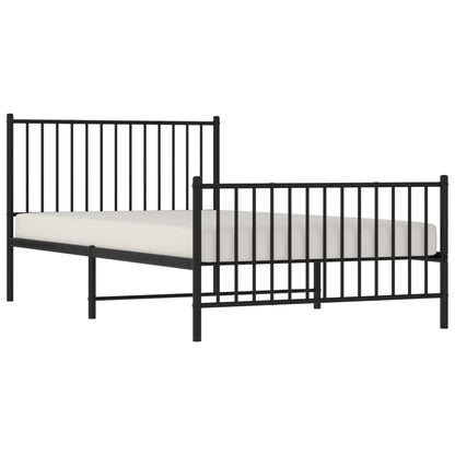 Estrutura de cama com cabeceira e pés 107x203 cm metal preto