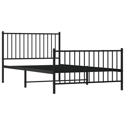 Estrutura de cama com cabeceira e pés 107x203 cm metal preto