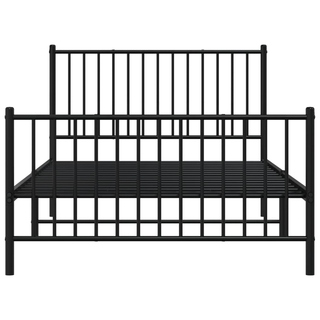 Estrutura de cama com cabeceira e pés 107x203 cm metal preto