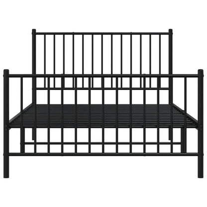 Estrutura de cama com cabeceira e pés 107x203 cm metal preto