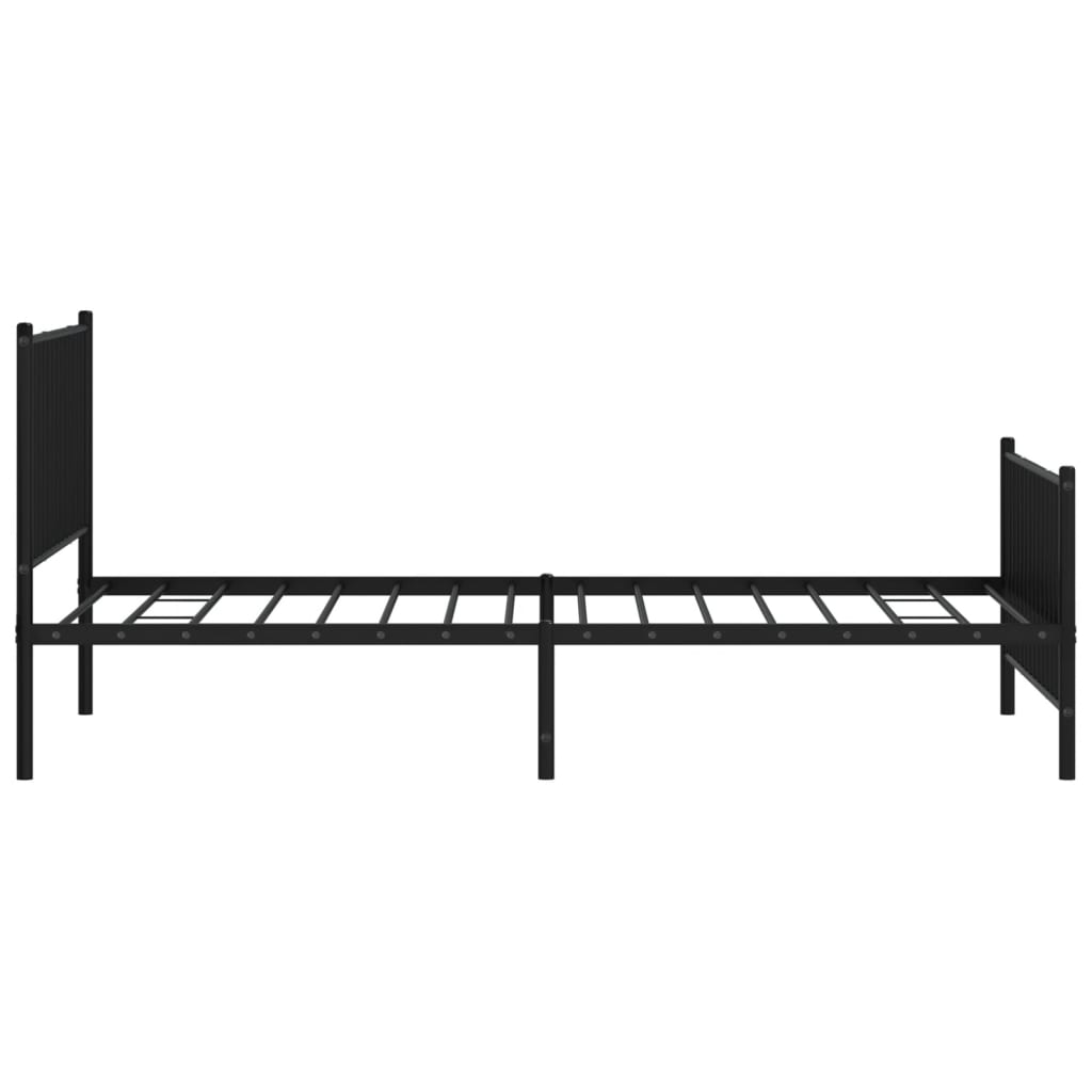 Estrutura de cama com cabeceira e pés 107x203 cm metal preto