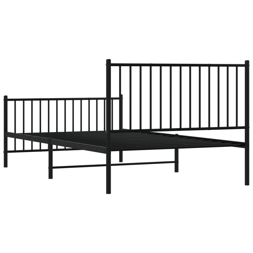 Estrutura de cama com cabeceira e pés 107x203 cm metal preto