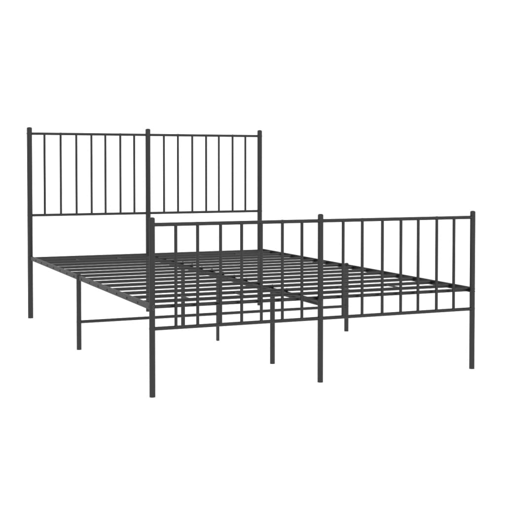 Estrutura de cama com cabeceira e pés 120x190 cm metal preto