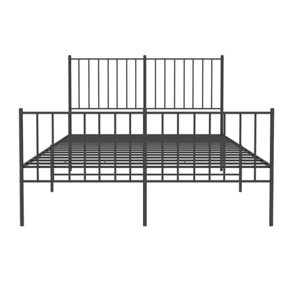 Estrutura de cama com cabeceira e pés 120x190 cm metal preto