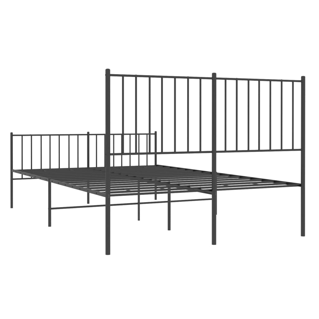 Estrutura de cama com cabeceira e pés 120x190 cm metal preto