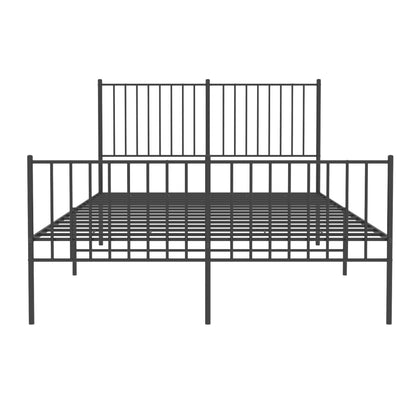 Estrutura de cama com cabeceira e pés 135x190 cm metal preto