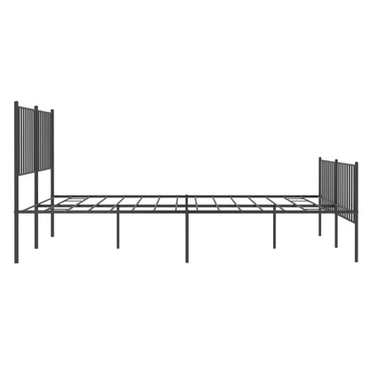 Estrutura de cama com cabeceira e pés 135x190 cm metal preto