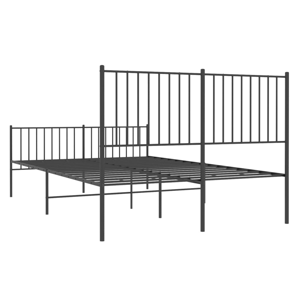 Estrutura de cama com cabeceira e pés 135x190 cm metal preto