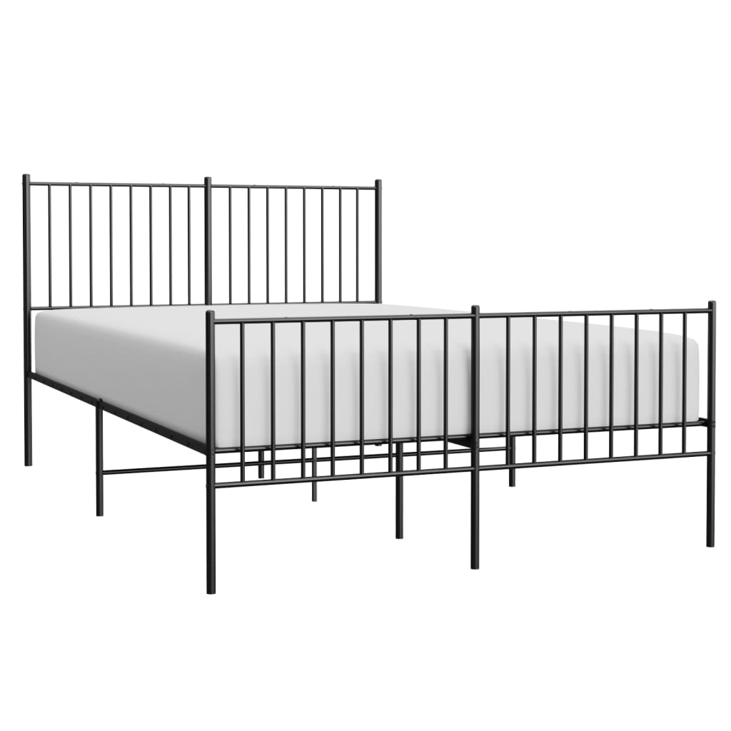 Estrutura de cama com cabeceira e pés 140x190 cm metal preto