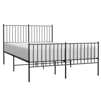 Estrutura de cama com cabeceira e pés 140x190 cm metal preto