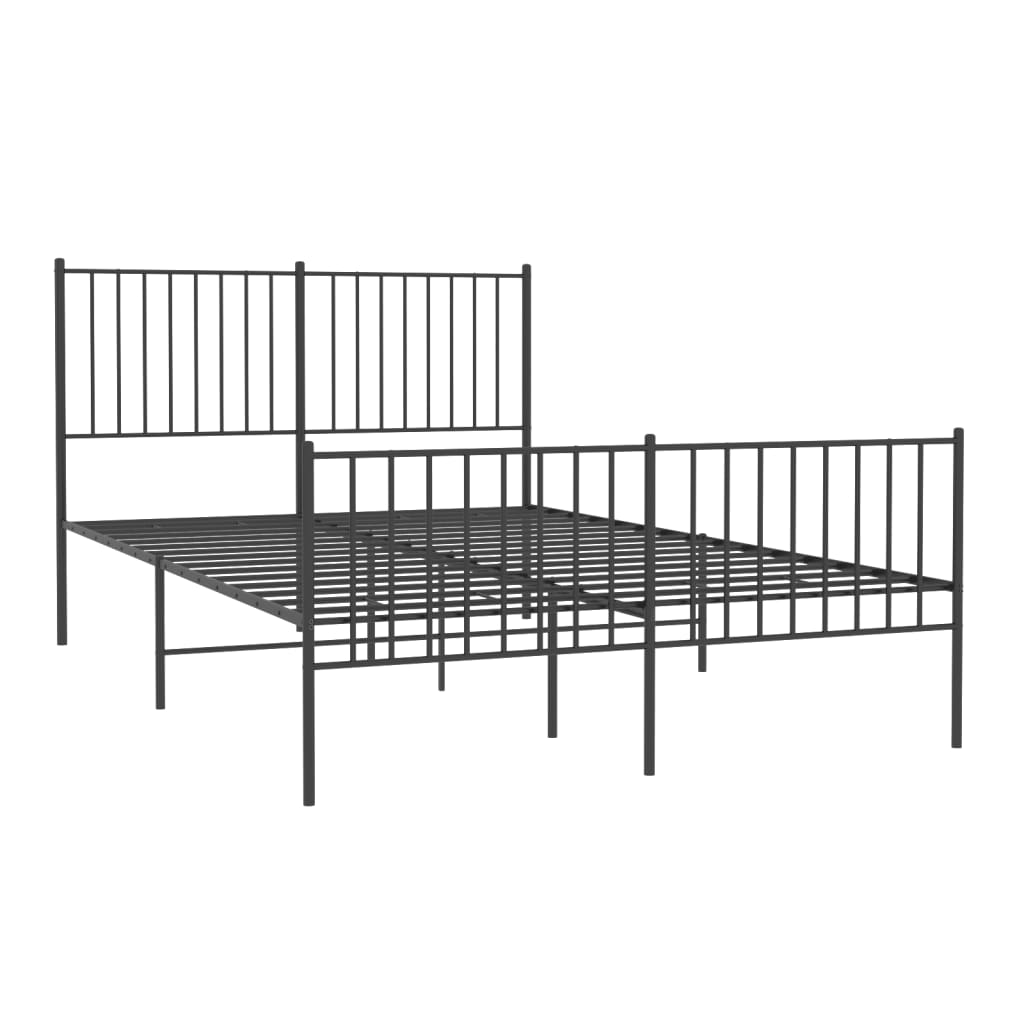 Estrutura de cama com cabeceira e pés 140x190 cm metal preto