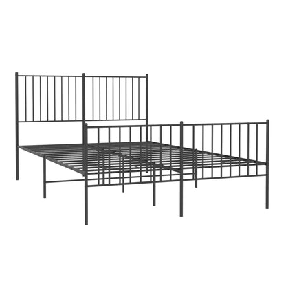 Estrutura de cama com cabeceira e pés 140x190 cm metal preto