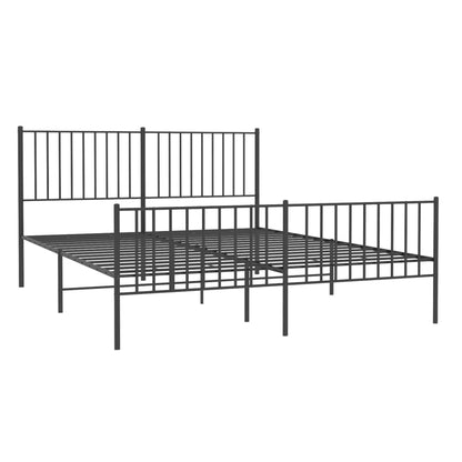 Estrutura de cama com cabeceira e pés 160x200 cm metal preto