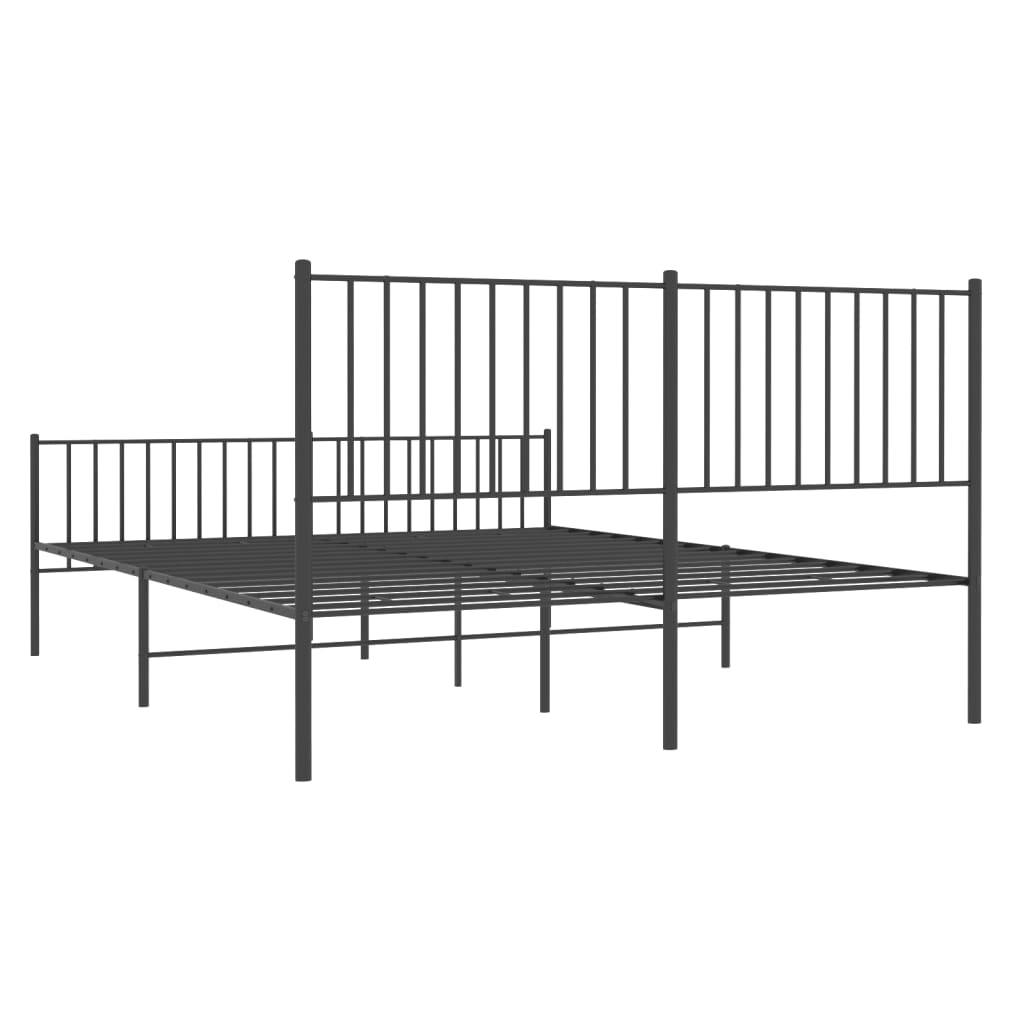 Estrutura de cama com cabeceira e pés 160x200 cm metal preto