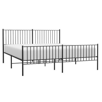 Estrutura de cama com cabeceira e pés 180x200 cm metal preto