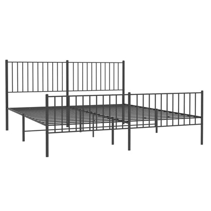 Estrutura de cama com cabeceira e pés 180x200 cm metal preto