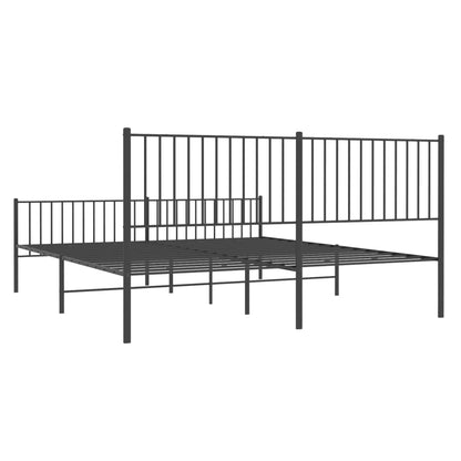 Estrutura de cama com cabeceira e pés 180x200 cm metal preto