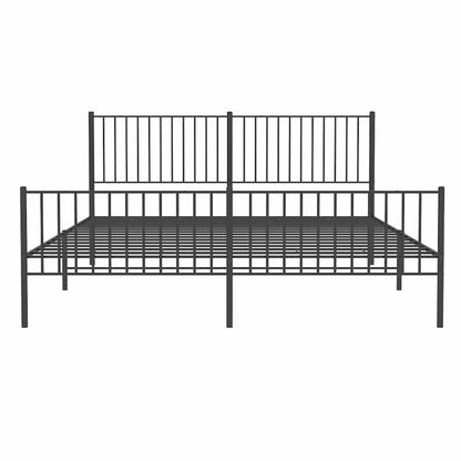 Estrutura de cama com cabeceira e pés 183x213 cm metal preto