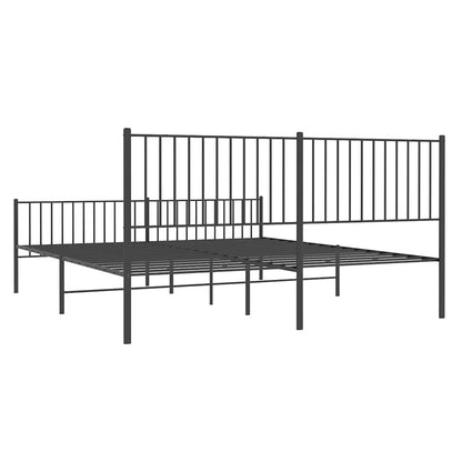 Estrutura de cama com cabeceira e pés 183x213 cm metal preto