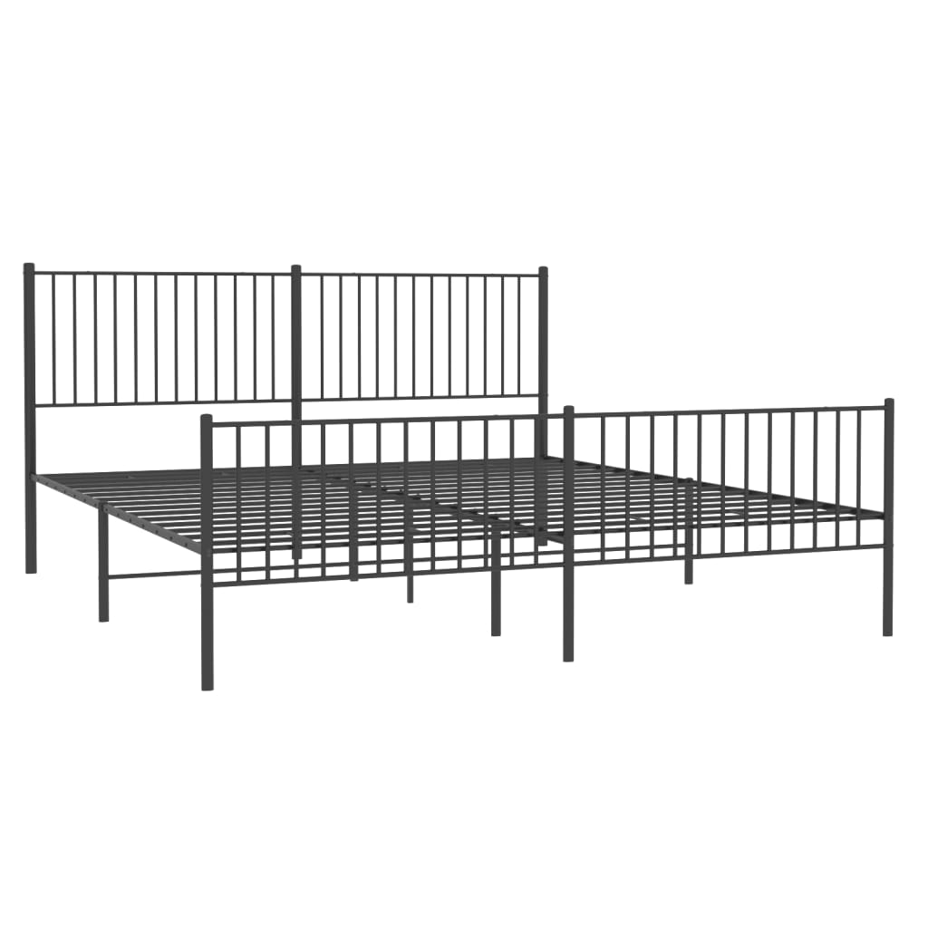 Estrutura de cama com cabeceira e pés 193x203 cm metal preto