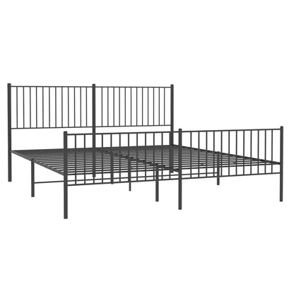 Estrutura de cama com cabeceira e pés 193x203 cm metal preto