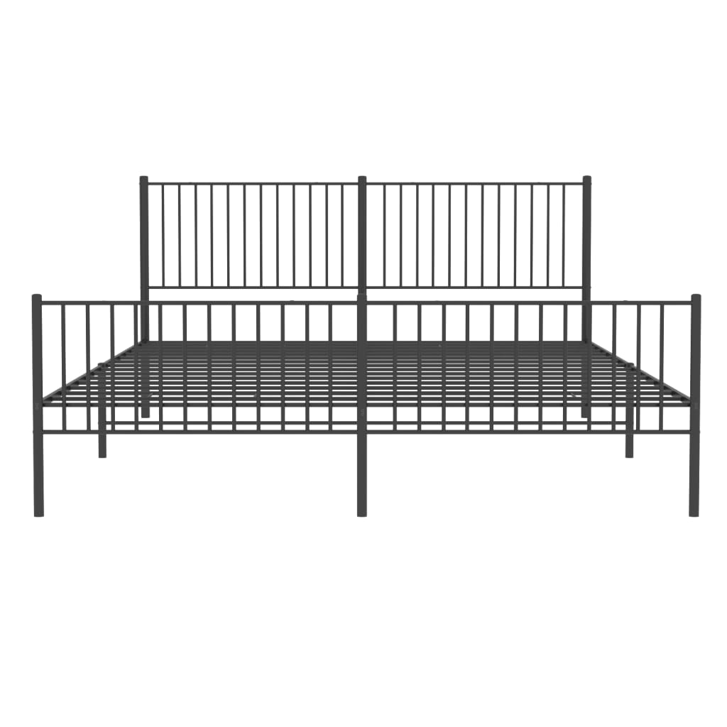 Estrutura de cama com cabeceira e pés 193x203 cm metal preto