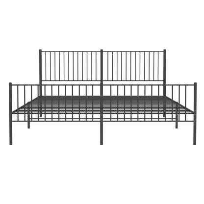 Estrutura de cama com cabeceira e pés 193x203 cm metal preto