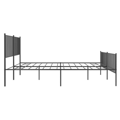 Estrutura de cama com cabeceira e pés 193x203 cm metal preto