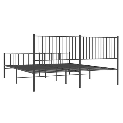 Estrutura de cama com cabeceira e pés 193x203 cm metal preto