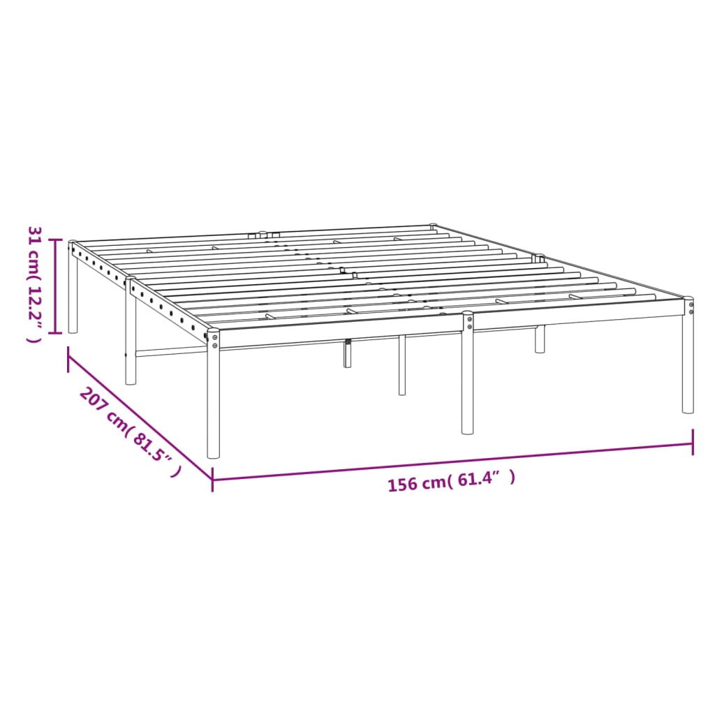 Estrutura de cama 150x200 cm metal branco