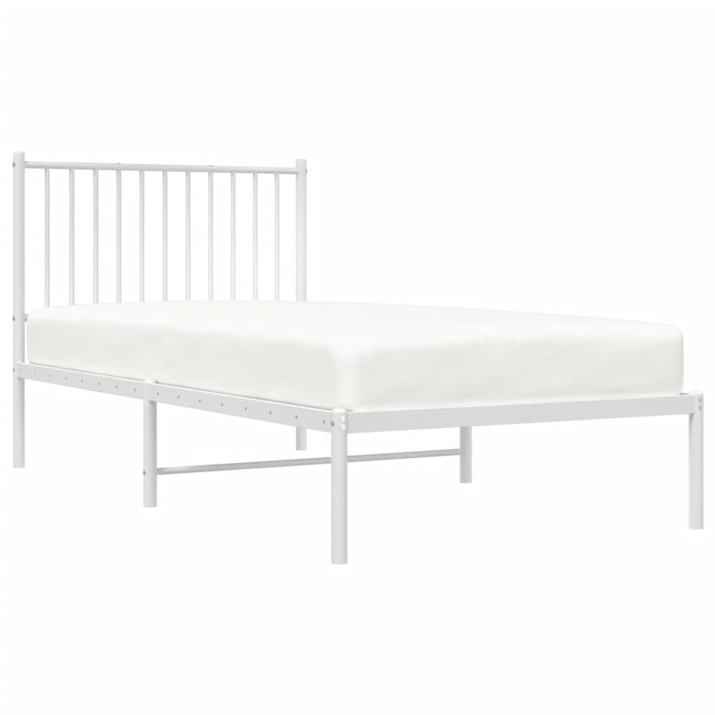 Estrutura de cama com cabeceira 90x190 cm metal branco