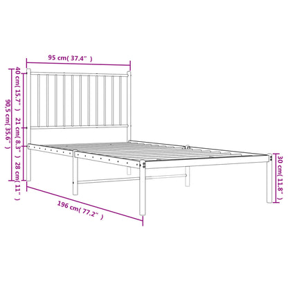 Estrutura de cama com cabeceira 90x190 cm metal branco