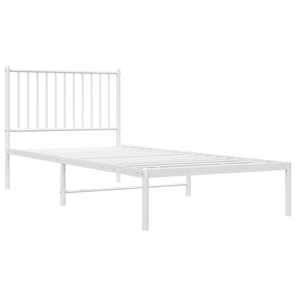 Estrutura de cama com cabeceira 90x200 cm metal branco